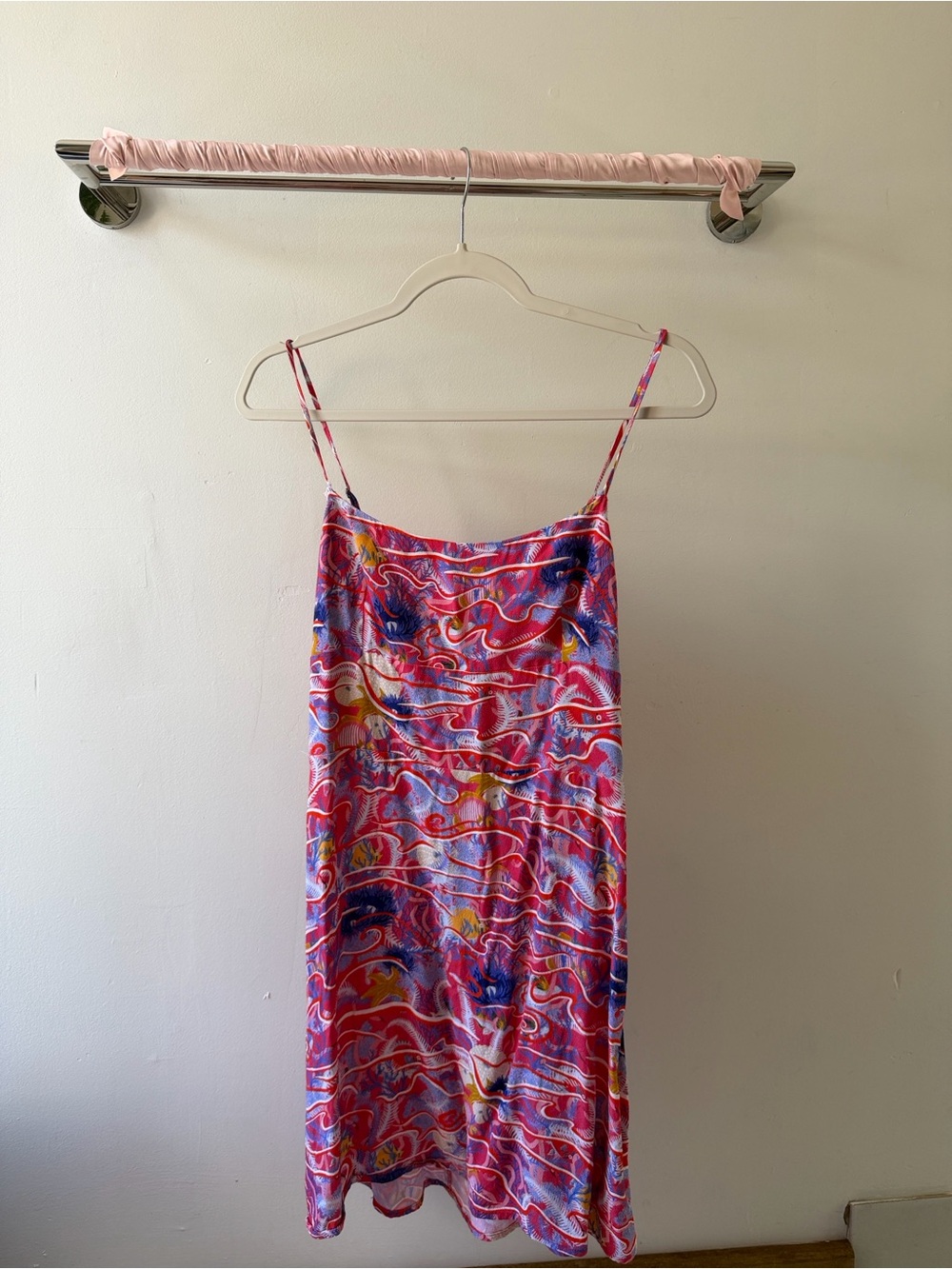Sunday Best Pink and Blue Tropical Print Slip Dress